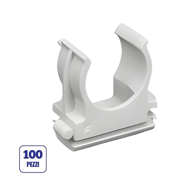 Confezione 100 Clips Fissatubo Ø20mm a Scatto Grigio FG16042 - FAEG
