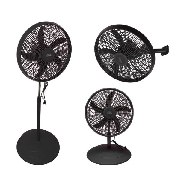 Ventilatore 3 in 1 Nero 130xØ50cm 75W Tavolo/Muro/Piantana - Coveri