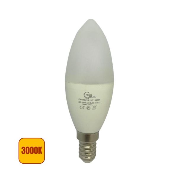 Lampadina LED E14 Candela 8W 3000K C37 - 800 Lumen, Alta Efficienza