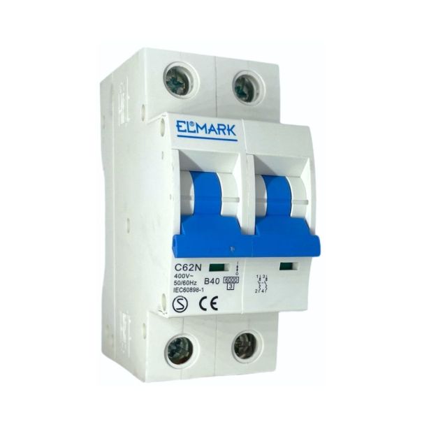 Magnetotermico 2 Moduli 2P 40A 6kA Curva C - Elmark