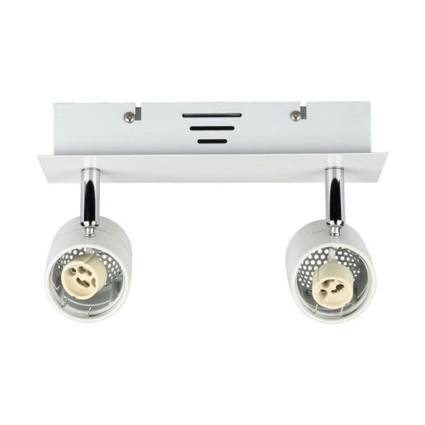 Applique Portafaretto Doppio GU10 VT-789-3618 Orientabile IP20 Bianco