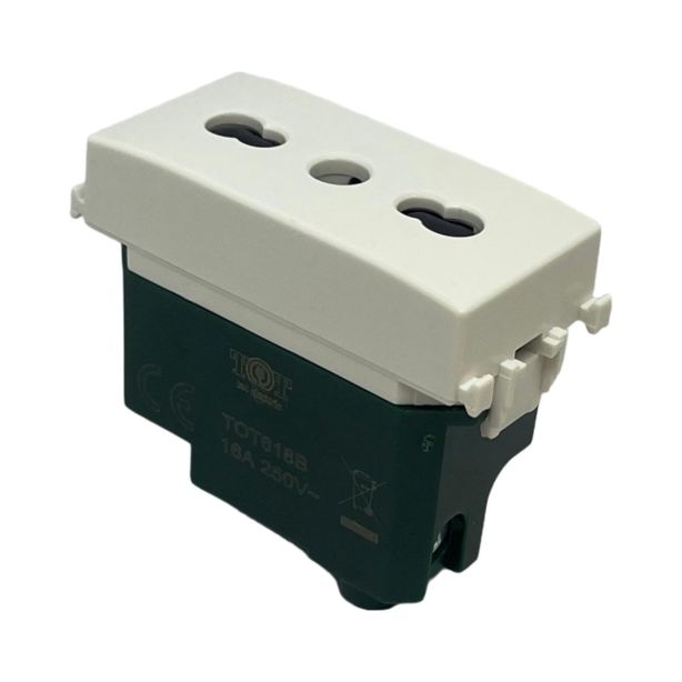 Presa Bivalente 16A 250V TOT-618-B Compatibile Vimar Plana