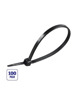 Fascette per Cavi 3,5x200mm 100 Pezzi Nere Nylon66 - V-Tac