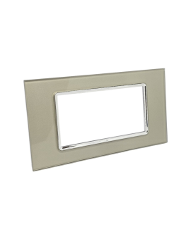 Placca Vetro 4 Posti Champagne per Supporto Blu Living - Tot Electric