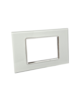 Placca Vetro 3 Posti Bianca per Supporto Blu Living - Tot Electric