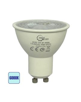 Lampadina LED GU10 10W 1000Lm 38° Luce Fredda 6000K Ø50mm