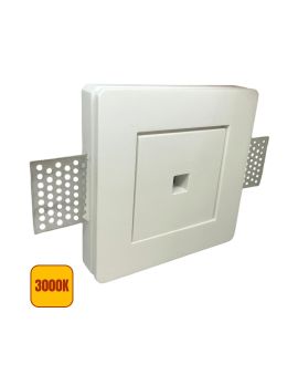 Faretto LED in Gesso 3W Luce Calda 3000K Foro Quadrato Bianco