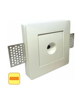 Faretto LED Gesso Quadrato 3W Luce Naturale 4000K Foro Rotondo Ø120mm