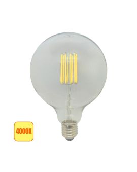 Lampadina LED Filamento G125 E27 12W 4000K Globo Trasparente 1500Lm
