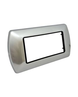 Placca Metallo 4 Posti Grigio Chiaro Compatibile Living International