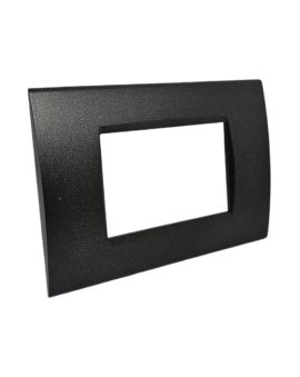 Placca 3 Posti Nera Compatibile Living Light - Tot Electric