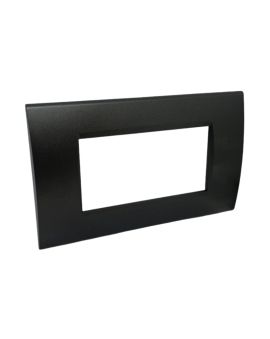 Placca 4 Posti Nera Compatibile Living Light - Tot Electric