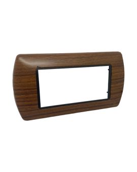 Placca Metallo 4 Posti Ciliegio Compatibile Living International