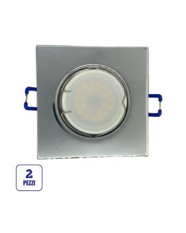 Portafaretto GU10/MR16 Quadrato Fisso 8.2x8.2cm - Cromo Lucido
