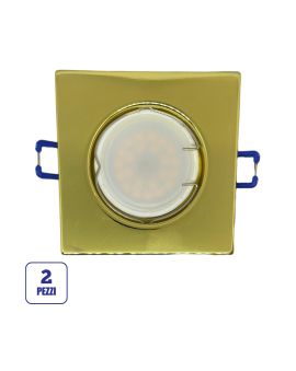 Portafaretto GU10/MR16 Quadrato Fisso 8.2x8.2cm - Oro Lucido