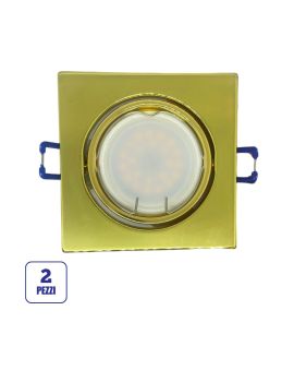 Portafaretto GU10/MR16 Orientabile Quadrato - Oro Lucido