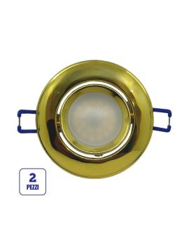 2x Portafaretto GU10/MR16 Rotondo Orientabile Ø85mm - Oro Lucido