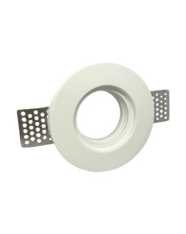 Portafaretto in Gesso Tondo Basso con Staffe Fisse Ø100mm per GU10
