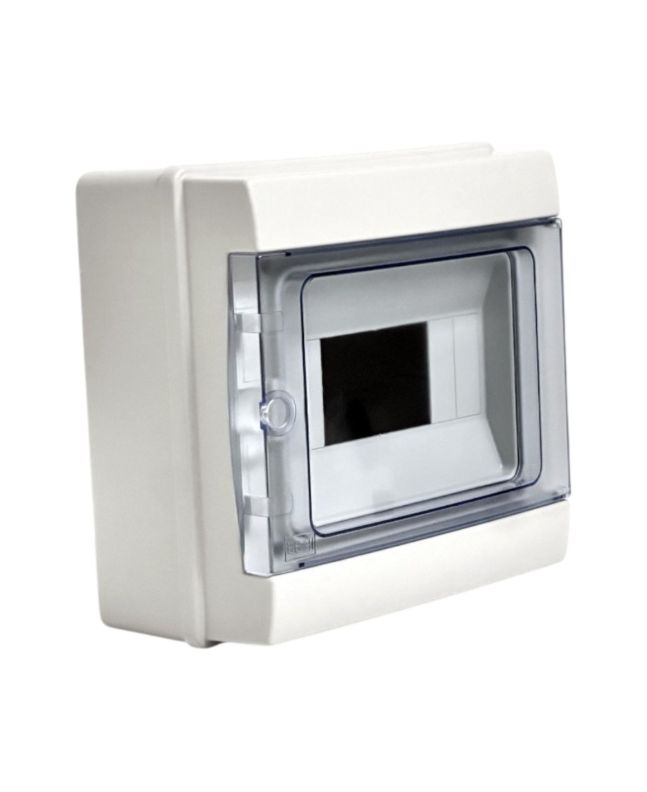 Centralino Da Parete Stagno 8 Moduli Grigio IP65 Portello Azzurrato