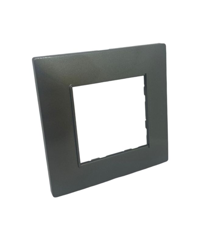 Placca 2 Posti Grigio Scuro Compatibile Vimar Plana - Tot Electric