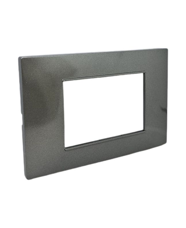 Placca 3 Posti Grigio Scuro Compatibile Vimar Plana - Tot Electric