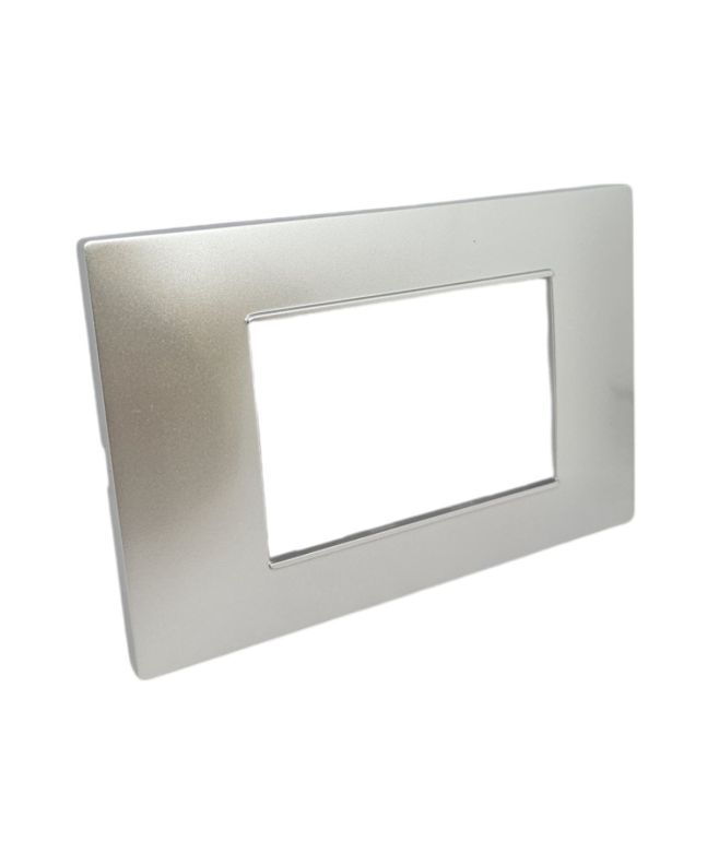 Placca 3 Posti Silver M-6003-9 Compatibile Vimar Plana - Tot Electric