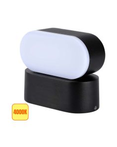 Lampada LED da Muro Ovale 6W 4000K 660lm Nera Ruotabile IP65 - V-TAC