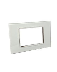 Placca Vetro 3 Posti Bianca per Supporto Blu Living - Tot Electric