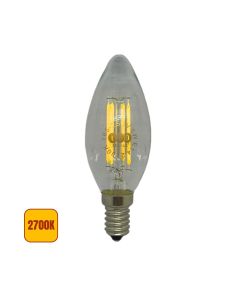 Lampadina LED E14 5W 650lm C37 2700K Filamento - Vetro Trasparente