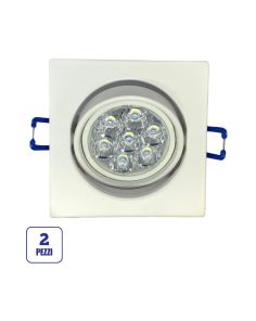 Portafaretto GU10/MR16 Quadrato Orientabile 8.2x8.2cm - Bianco
