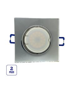 Portafaretto GU10/MR16 Quadrato Fisso 8.2x8.2cm - Cromo Lucido