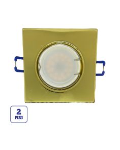 Portafaretto GU10/MR16 Quadrato Fisso 8.2x8.2cm - Oro Lucido
