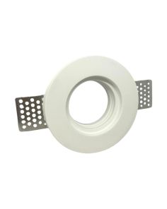 Portafaretto in Gesso Tondo Basso con Staffe Fisse Ø100mm per GU10