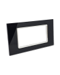 Placca Vetro 4 Posti Nera per Supporto Blu Living - Tot Electric