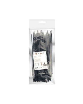 Fascette per Cavi 3,5x200mm 100 Pezzi Nere Nylon66 - V-Tac