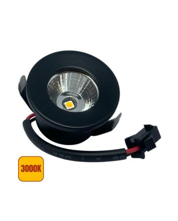 Faretto LED da Incasso Nero 1W COB 3000K 90lm Ø28mm - Universo