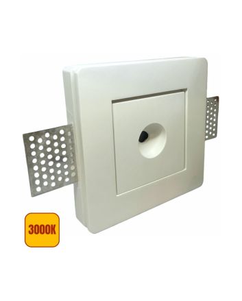 Faretto LED in Gesso Quadrato 3W Luce Calda 3000K Foro Rotondo Ø120mm