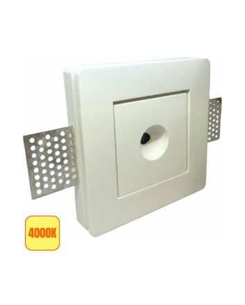 Faretto LED Gesso Quadrato 3W Luce Naturale 4000K Foro Rotondo Ø120mm