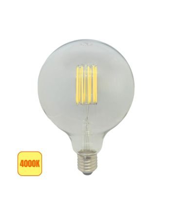 Lampadina LED Filamento G125 E27 12W 4000K Globo Trasparente 1500Lm