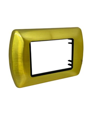 Placca Metallo 3 Posti Oro Spazzolato Compatibile Living International
