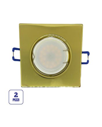 Portafaretto GU10/MR16 Quadrato Fisso 8.2x8.2cm - Oro Lucido